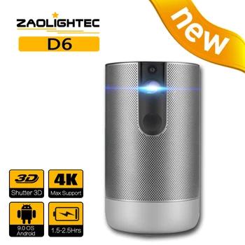 ZAOLITGHTEC D6 Мини преносим пикопроектор Smart Андроид Wifi TV led DLP проектор 4K 1080P за мобилен телефон Smart с батерия