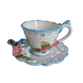 Кафе набор от Aiqingniao, европейската керамични чаена чаша с цветя, творчески сватбен подарък