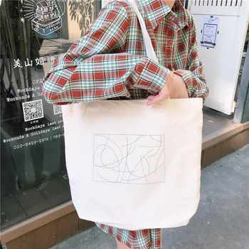 Бяла холщовая чанта дамски ins сладко чанта за студенти литературен колеж, холщовая чанта за пазаруване, дългогодишна холщовая чанта-тоут
