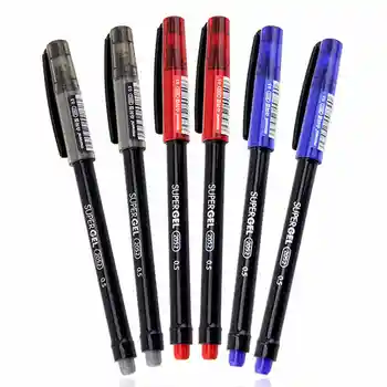 6 бр. химикалка писалка с гелевыми мастило Monami 0,5 мм, черен, син, червен цвят, за писане, подпис, канцеларски материали, ученически пособия A6208