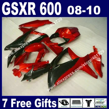 Гореща разпродажба Обтекатели за SUZUKI 2008 2009 2010 GSXR 600 750 K8 08 09 10 GSXR600 GSXR750 лъскаво червен черен с комплект теплозащитного на екрана SX74