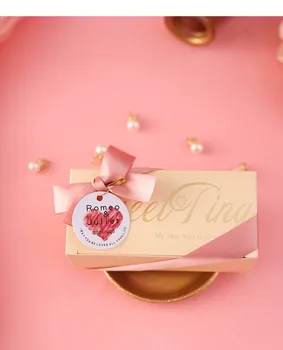 подарък кутия шоколадови бонбони за булчински душ retrun за вашата сватба по поръчка 100шт гости правоъгълна кутия за хартия розово синьо, червено вино лента перли
