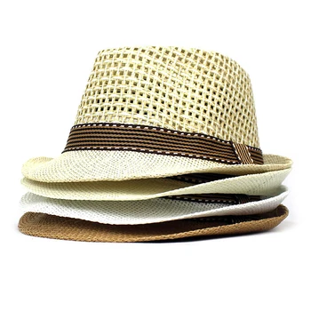 Британски мъжки плажни шапки от слънцето, лятна ковбойская ретро-джаз шапка, дишащи сламени шапки, градинска панама, мъжка шапка за господа, празнична шапка от слънцето