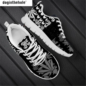 Doginthehole/ Дамски Обувки с Тропически Листа; Дишащи Спортни Маратонки от Окото на Материала; Модел Обувки за Жени; Zapatos Mujer Върху Плоска Подметка
