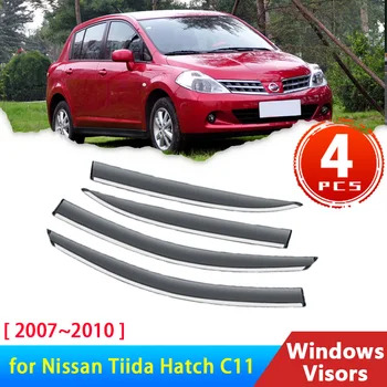 Дефлектори за Nissan Tiida Hatch C11 2007 ~ 2010 2008 2009 Аксесоари Автомобилни Прозорец Очила за Защита От Дъжд и За Вежди Автоматично Защитно покритие