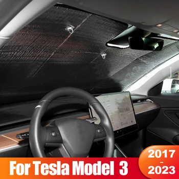 За модел на Tesla 3 2017- 2021 2022 2023 Модел 3 Три автомобила-Предна на предното стъкло на сенника на Кутията блокира ултравиолетовите лъчи козирка Аксесоари