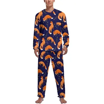 Обзавеждане по пижама Red Fox, меки есенни пижамные комплекти с флорални принтом, 2 броя, мъжки ежедневни пижама с дълъг ръкав