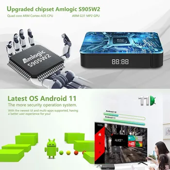Стабилна Android 11 Smart TV Box Домакински мултимедиен плейър с висока печалба за хола спални