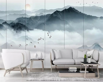 beibehang Индивидуални тапети в скандинавски стил 2019, начало декор, ръчно рисувани, нови китайски мастила, пейзаж, облак, настроение, на фона на тапети