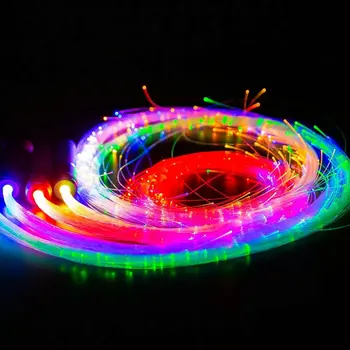 Акумулаторна батерия led оптичен събирам със завъртане на 360 °, оптични хлысты, многоцветен диско RGB, танц нажежен камшик, струящийся поток