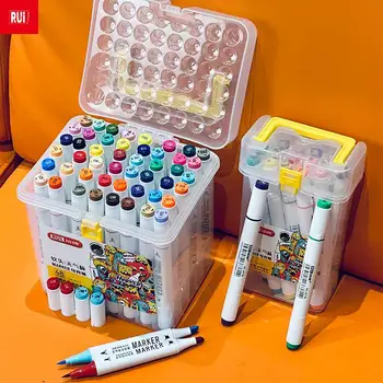 Комплект маркери за рисуване 12-60 цветове, двуглавые цветни маркери, химикалки, за рисуване, без мирис, комикси, акварел дръжка, ученически пособия