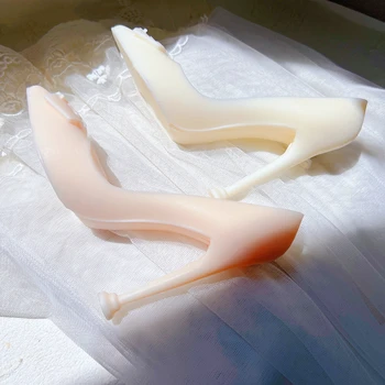 Дамски обувки на висок ток Силиконова форма за свещи Дамски обувки с остър пръсти Женски празничен декор, Подаръци Восъчни силиконови форми
