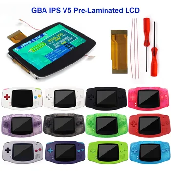 Спад в GBA IPS V5 Ламиниран Екран Ретро Пиксел Подсветка IPS LCD Комплекти За Конзолата GBA За Gameboy Advance Корпус Shell