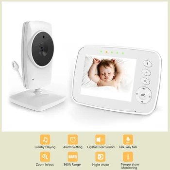 3.2-инчов следи бебето, безжична камера за нощно виждане, аудио-Видео камера за сигурност гледане на деца, мониторинг на температурата, сън, възпроизвеждане на музика