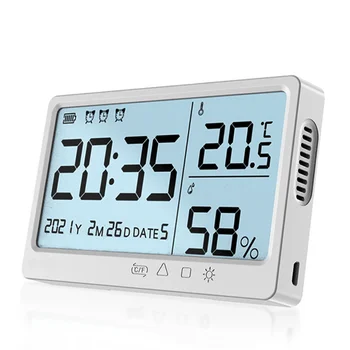 LCD Цифров Стаен Термометър за Измерване на Влажността в Помещението е Офис, Стоящ Сензор За Детска Стая Часовници За Оранжерии Гаражни Аксесоари