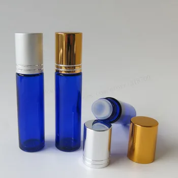 360 x 10 мл за еднократна употреба, празна бутилка от синьо стъкло на ролки със златни корици, 10-кубиков преносим контейнер на ролки