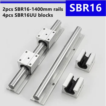 2 елемента SBR16 -1400mm Линейна Употреба Укрепване на Наклона и 4шт SBR16UU Линейни Подшипниковые Блокове за Подробности рутер с ЦПУ