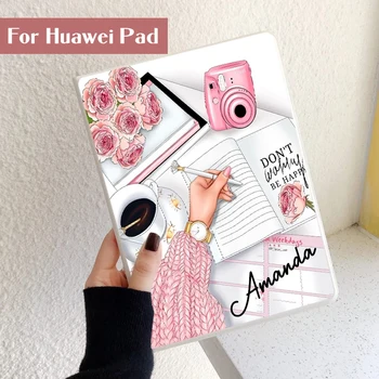 Потребителско име САМ Tablet pad калъф Huawei MediaPad M5 Lite M6 8,4 10,8 M 2 3 Калъф-поставка за Huawei Matepad Fashion Girl