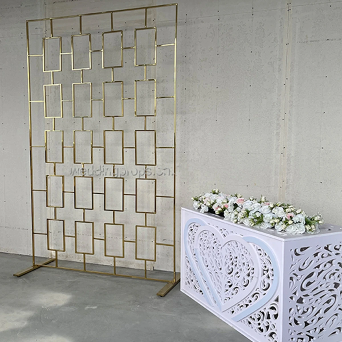 Нов стил, бяла роза, сватбена декорация от стена, копринени цветя стенен панел, фон, арка с въздушно топка, поставка за сцена AB0881