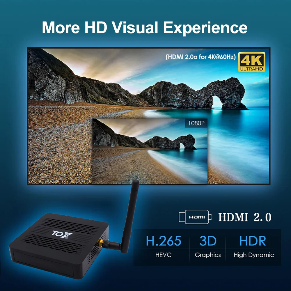 TOX1 Android Tv Box Smart Tv box 4 GB 32 GB Amlogic S905X3 Wifi 1000 М 4 Към мултимедиен плейър Поддръжка на Dolby Atmos Аудио телеприставка