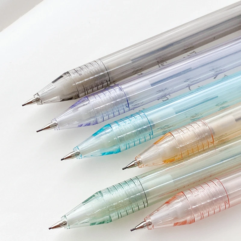 Прозрачна автоматичен молив за писане, 0,5 мм, механичен молив, ученически пособия, сладък корейски канцеларски материали