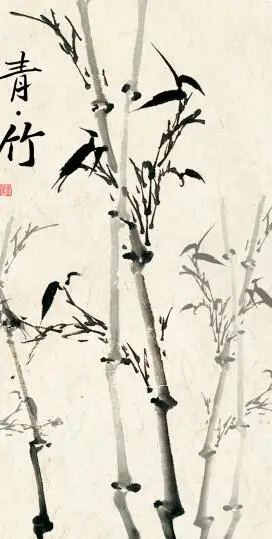 MT0380, китайски стил, зелен бамбук пейзаж, декоративна печат, платно, плакат за всекидневната, декорация, домашен стенни модел
