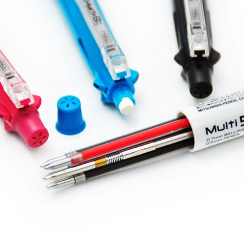 Многофункционална дръжка UNI MSE5-500 | Четири Кръгла Химикалка в Сърцевината + 05 Автоматичен Молив | Многоцветен Химикалка писалка Канцеларски материали