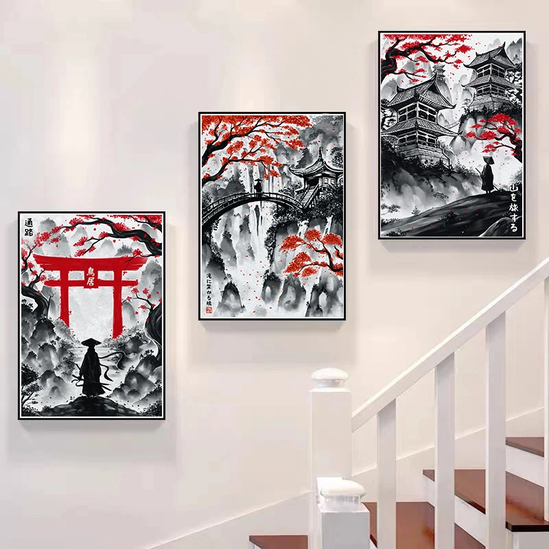 Японската Живопис Туш Дуел Самурай Известен Цитат Плакат Естетически Пейзаж Пътуване Ронин Домашно Платно За Стена На Изкуството, Рисувани Стенни Декор На Стая