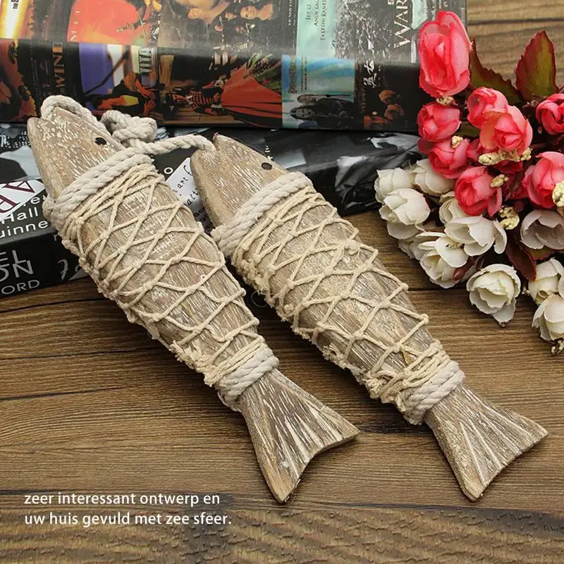 2 бр. дървени стенни скулптура морските риби, ръчно изработени, домашни декорации от крайбрежни риби, подвесное украса за дома стаен, морски декор
