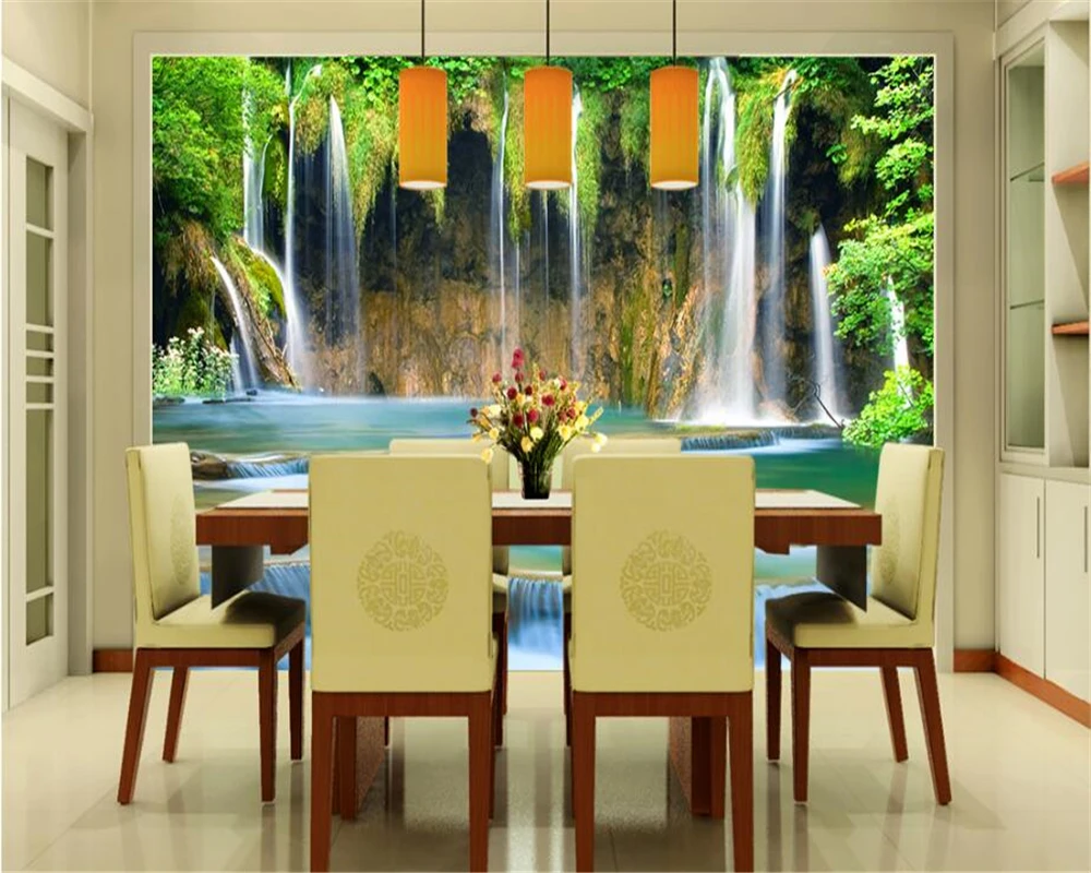 beibehang Настройте всяка размер на тапети papel de parede водопад триизмерен пейзаж на фона стенни живопис