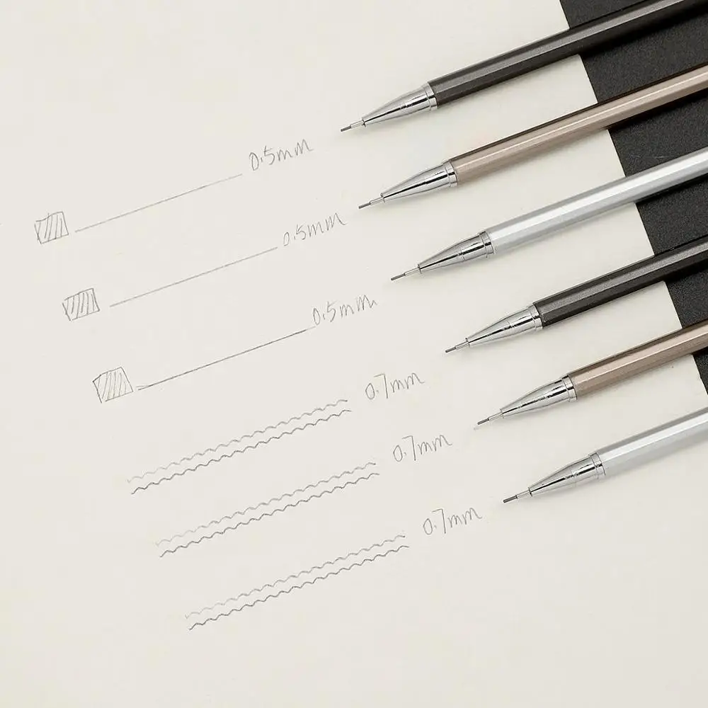 JIANWU 3 бр./компл. Проста метална текстура Механичен молив 0,5 мм и на 0.7 мм молив за рисуване Пластмасов материал Канцеларски материали