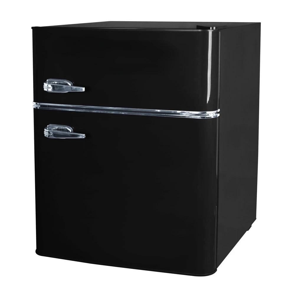 Компактен хладилник с две врати обем 3,1 кубични фута с фризер, черен