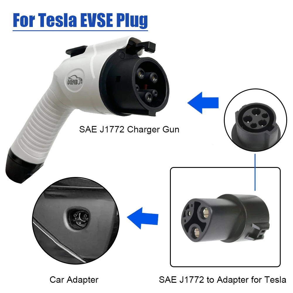 Висококачествен адаптер за преносими зарядно устройство Type1 стандарт за електрически автомобили Tesla 32A Ac EV Charger Converter Adapter