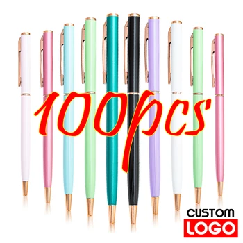 100шт Многоцветен дръжка на бизнес рекламни дръжка на Едро химикалка писалка Потребителски лого Офис школа текст надпис выгравированное име