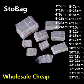 StoBag 5000 бр. Евтини едро Прозрачна самозалепваща чанта за виолончело OPP самоуплотняющиеся найлонови торбички, опаковъчна хартия бижута дръжка за бонбони