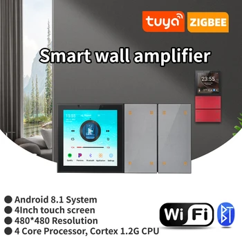 Умен за домашно Кино WiFi Bluetooth Стенен Усилвател на звука Android 8.1 Система е Вградена Плоча 4 Бутона Сцена Премина Zigbee SASHA RS485