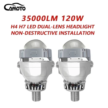 CAMOTO 2023 Нови 2 ЕЛЕМЕНТА led светлини H4 H7 с две лещи за неразрушающей инсталация, фарове с лазерни лещи, 9005, общи фарове