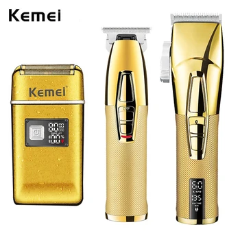 Kemei професионална машина за подстригване на коса 0 мм с Т-образно острие, фризьорски салон, безжична машинка за подстригване за коса, самобръсначка, машина за рязане на финала, самобръсначка