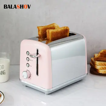 Електрически тостер, домакински машина за печене на хляб, 2 филии, мини-автоматична машина за закуска, бързо загряване, сандвич, готварска печка-скара