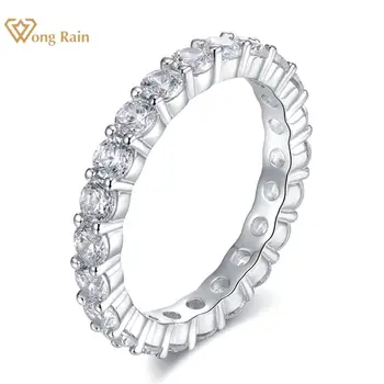 Уонг Rain 100% стерлинговое сребро 925 проба с високо съдържание на въглерод Диаманти Скъпоценен камък на Годежен пръстен, Романтична двойка пръстен, Фини бижута Подаръци на едро