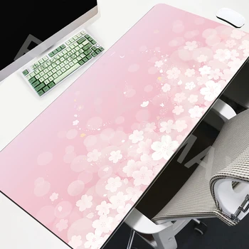 Черешов цвят, голяма подложка за мишка, розова подложка за мишка Sakura, големи подложки за мишки, гумени подложки за клавиатура, дизайн настолен подложка, подложки за мишки 100x55 см