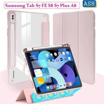 за Samsung Galaxy Tab S8 Plus S7 Plus S7 FE S6 Lite S7 S8 A8 10,5 A7 10,4 A7 Lite A 8,0 2019 Смарт флип-надолу Поставка с Прозрачен слот за химикалки