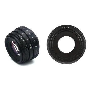 Мини-35-мм обектив за телевизия F1.6 APS-C/обектив за видеонаблюдение и черен C-образна кинообъектив за Canon EOS M