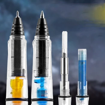 Висококачествена поршневая писалка, прозрачна, бяла пулевидная игла 0,38 мм и 0,5 мм, канцеларски материали, ученически пособия