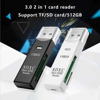 Четец 2 В 1 USB 3.0 четец за памет Micro SD TF Card Reader Високоскоростен адаптер за запис на няколко карти Флаш памет Аксесоари за преносими компютри