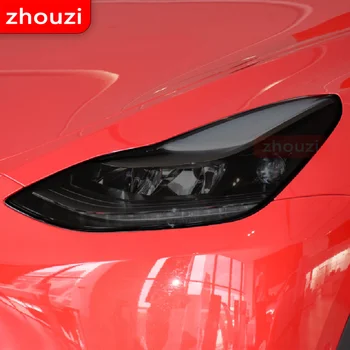 Цвят на Автомобилни Фарове Опушен-Черна Защитно Фолио на Предния Фенер Задна Светлина Прозрачен Стикер От TPU За Tesla Model Y 2020 Аксесоари
