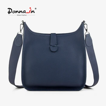 Дамска чанта за през рамото от естествена кожа Donna, квадратна чанта с голям капацитет, висококачествена дамска чанта през рамо, сребърен обков