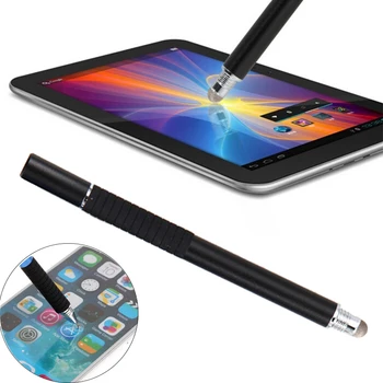 2 В 1 капацитивни писалка за рисуване водещ текстилен връх на писалка за сензорен екран таблетка стилус