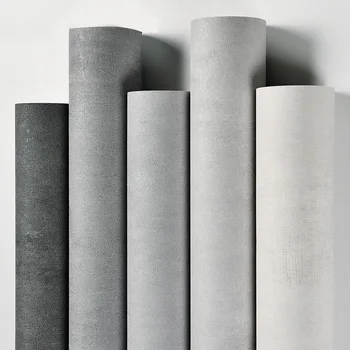 Скандинавските сива циментова бетон тапети PVC Декорация спални Магазин за дрехи, Промишлени вятър Стикер на стената Декор плътен цвят