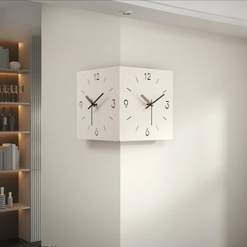 Двустранни, ъглови стенни часовници, модерни и минималистичные творчески часовник, монтиран на стената лампа, външни ъглови часовници, ъглови часовници